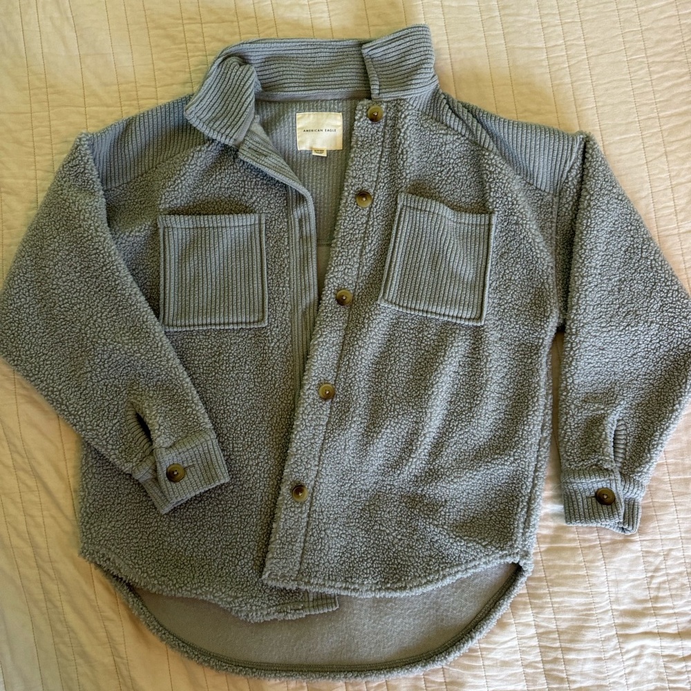 American Eagle sherpa teddy fleece shacket button front XS